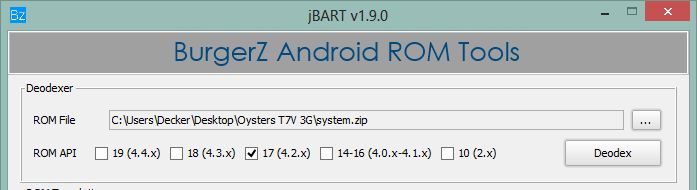 Android ROM Tool. Jbart. Как создать патч для jbart. Deodexed.